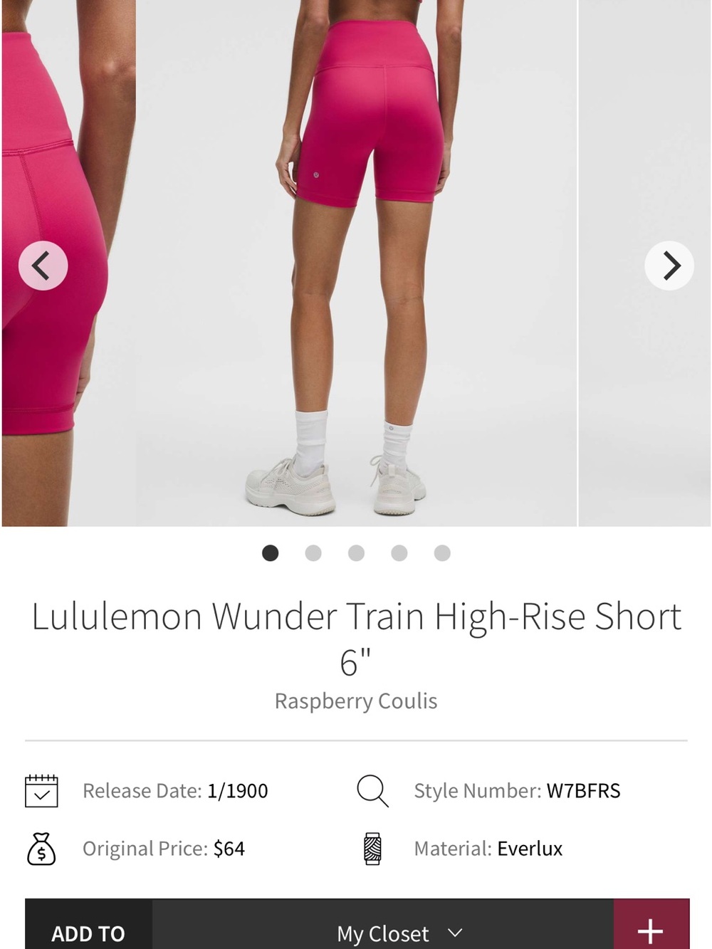 NEW without tags! Lululemon Wunder Train High-Rise Short 6" Raspberry Coulis - Picture 9 of 9
